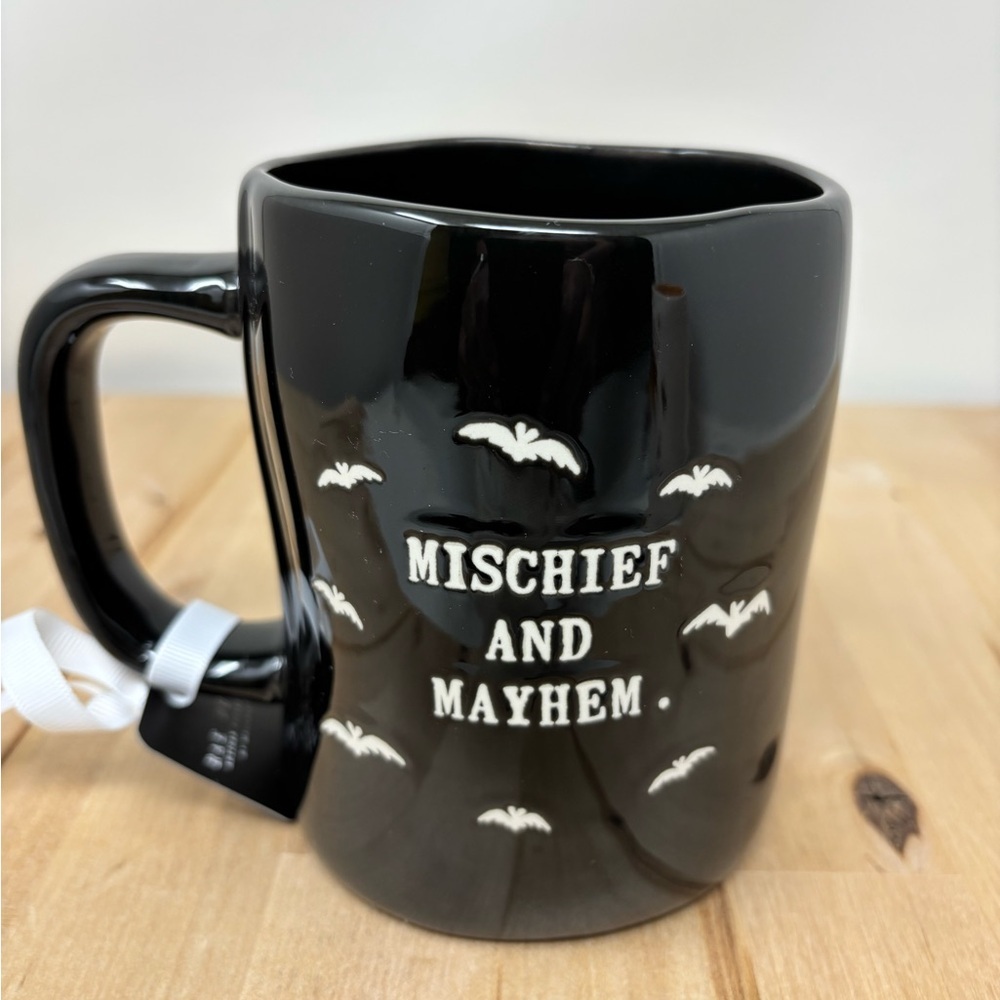Rae Dunn MISCHIEF AND MAYHEM Stitch Mug Black Double Sided Halloween Collection - Picture 2 of 4
